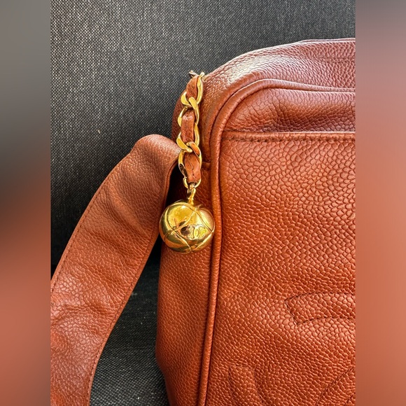 CHANEL triple C - rare vintage BROWN LOGO MESSENGER BAG - Picture 2 of 15